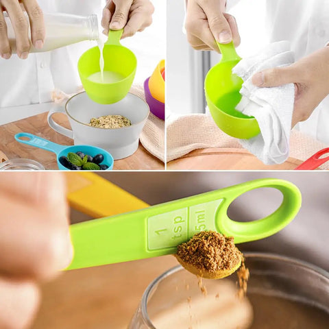12 Piece Measuring Cups And Spoons Set Colorful Kitchen Tools For Quick Prep Durable Nesting Design For Dry And Liquid Ingredients