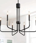 Black 6 Light Chandelier For Dining Room Dope Modern Farmhouse Industrial Candlestick Ceiling Hanging Light Fixture Over Table Living Room Kitchen Island Foyer Bedroom