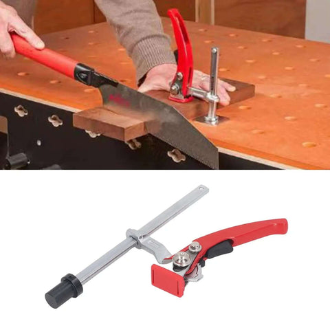 Heavy Duty Bench Clamp With Ratchet Lock for Rock Solid Workholding on woodworking project, fits 20mm base and dog holes