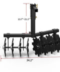 Beefy Replacement 32 Inch Disc Plow With 2 Inch Receiver Hitch Mount For Heavy Duty Tractor Use Wide Cut Plow Attachment OEM Style Replacement Durable Black Finish Fits Multiple Models One Year Warranty, front view