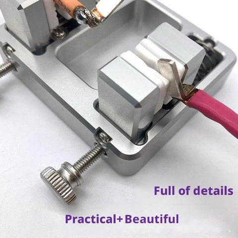 Close-up of Heavy Duty Aluminum Welding Clamp With Temperature Resistant Jaw For Precise PCB Soldering And Mounting, 11mm chin.