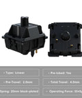 Oil King V2 Pre Lubed 5 Pin Linear Keyboard Switches For Mechanical Keyboards, 90 Pack, black switch close-up