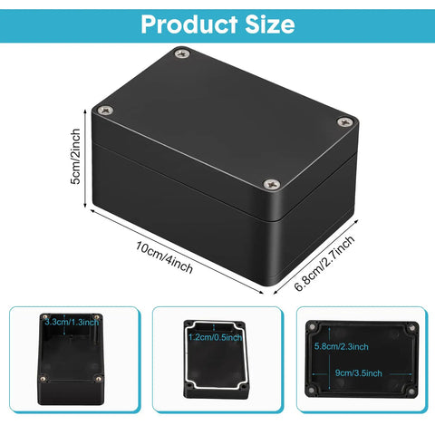 8 Pieces Waterproof Plastic Junction Boxes For Outdoor Electrical Projects Durable Outdoor Enclosure Boxes 3.94 x 2.68 x 1.97 Inches Black Includes Rubber Washers And Screws For Quick No Fuss Setup, black junction box size view