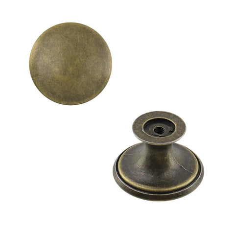 Rock Solid Vintage Antique Brass Cabinet Knobs For Dressers And Drawers Heavy Duty Zinc Alloy Build With Scratch Resistant Patina top view and side view.