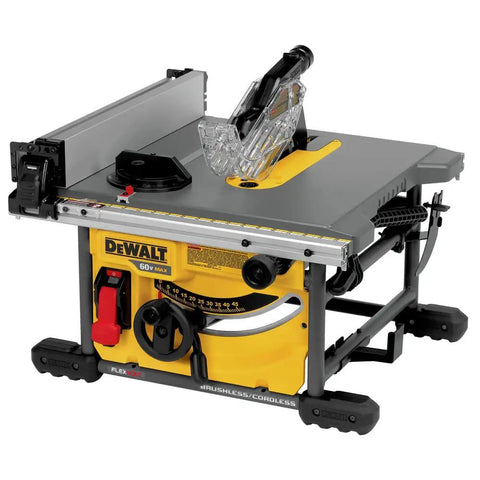 Badass Cordless Table Saw With 8 Inch Blade And 24 Inch Rip Capacity Featuring Flexvolt Auto Voltage Switching battery setup