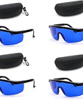 Top Shelf Laser Safety Glasses With Blue Tint Lenses Blocking 190Nm To 540Nm Rays with cases, lightweight plastic, pack of four.