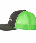 Side view of Unisex Fluorescent Green Trucker Hat With Anti Sweat Band No Crying On The Yacht Style Golf Cap For Men And Women Dope Breathable Mesh