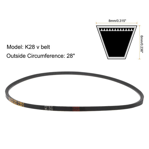 Two Pack K28 Rubber V Belt Heavy Duty V-Belt For Power Transmission, K Section, 28 Inch Outside Circumference, 0.315 Inch Width
