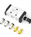 Five Way Two Position Air Valve Workhorse With One Quarter Inch NPT Ports P, A, B And One Eighth Inch NPT R, S Hand Lever Valve 4R21008