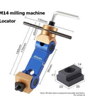 Built Different CNC Mill Machine Positioner Adjustable Milling Vise Stop blue locator with measurements for precision machining use.