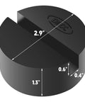 Must Have Floor Jack Pad Universal Jack Stand Rubber Pinch Protector For Cars SUVs Trucks And More 3 Ton Load Capacity 8 Pack Easy Lift And Safe Tire Change And Oil Service Accessory, shown with dimensions.