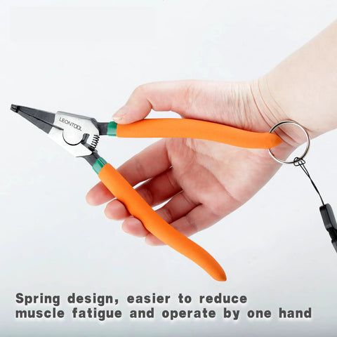 Straight Up Heavy Duty Eight Inch Circlip Pliers With Angle Tip Retaining Ring Tool And Anti Loss Cord For Auto Shaft Installation And Removal Badass Mechanic Gear