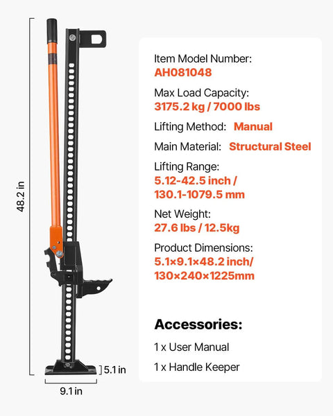 48 Inch High Lift Farm Jack Featuring A Badass 7000 Pound Ratcheting Build For Off Road Recovery And Pickup Truck Or Suv Bumper Lift Designed To Shred Nasty Dirt Tracks All Summer Long