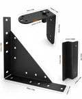 Heavy Duty Sliding Gate Kit With Anti Sag Fence Hardware Roll Wheels And Latch Universal Corner Braces For 1 To 2 Inch Wood Gates Smooth And Quiet Rolling Easy DIY Installation, black steel corner braces with dimensions