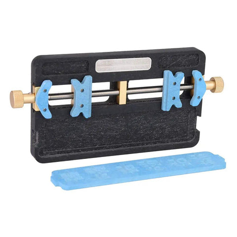 Dual Slot PCB Soldering Holder And Circuit Board Clamp Stand, Pro Grade Heat Resistant Steel Fixture for electronics repair