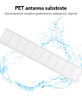 Top Tier One Hundred Pieces Uhf Rfid Tags 860 To 960 Mhz Adhesive Labels on a PET substrate with water splash.