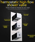 Top Shelf Thermostatic Rainfall Shower Head System Ceiling Mounted Bathroom Combo Set Stainless Steel and brass high flow shower valve