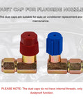 10 Piece Set R134a A C Cap Dust Covers For 13mm And 16mm High And Low Pressure Service Ports, red and blue caps displayed