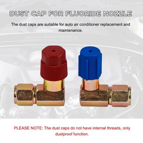 10 Piece Set R134a A C Cap Dust Covers For 13mm And 16mm High And Low Pressure Service Ports, red and blue caps displayed