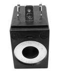 Front view of 120V Solenoid Coil For Hydraulic Power Unit Lift Dump With 3 Prong DIN Connection, 16W, One And A Half Inches Tall