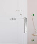 Stainless Steel Door Closer With Smooth Automatic Close For Home Use Quiet Operation And Easy Install on white door