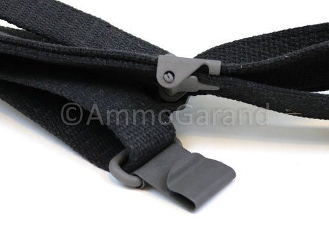 M1 Garand USGI Pattern Web Sling Two Point Black Cotton Made In USA For M1 Garand Rifles Durable USGI Style Sling with Parkerized Hardware
