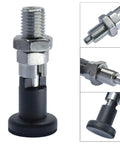 Lock Tight Self Locking Knob Plunger With Fine Thread Adjustment For Precision Positioning Rock Solid Steel Indexing Pin Bolt No Play Industrial Hardware M16 close-up view of stainless steel plunger with twist-to-lock knob