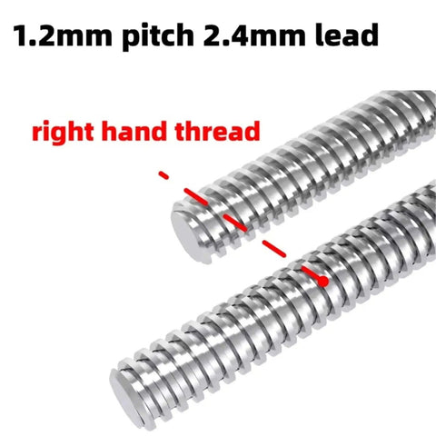 Ultra Smooth T3.5x2.4 Lead Screw With Nylon Nut For 3D Printers 1.2mm Pitch 2.4mm Lead Right Hand Thread 304 Stainless Steel