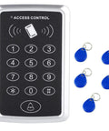 Door Access Control Keypad Plug And Play Standalone RFID Reader With Password And 5 Keyfobs Included For Home Security And Gate Opener