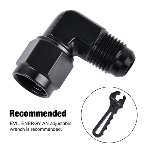 6AN Female To 6AN Male Flare Swivel Fitting Adapter Aluminum Black Anodized 37 Degree AN Thread 9/16-18 UNF High Pressure Up To 1500 PSI For Automotive And Racing And Performance Fuel Lines, black aluminum elbow fitting