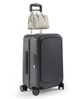 Grey Hang Safe Carry On Luggage With USB Port And TSA Lock Lightweight Zipperless Hard Shell Spinner Rolling Suitcase with bag on top