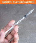 1ml 30G 5 16th Inch 8mm Lab Syringes Individual Pack Of 60 Leak Resistant Plunger With Clear Markings For Precise Dispensing Clear Barrel Easy Read Measurements Lab Supplies, held by hand