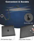 12 Inch Rain Shower Head With Adjustable Extension Arm All Metal 304 Stainless High Pressure Rainfall in bronze finish