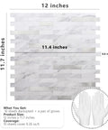 Peel And Stick Backsplash PVC Wall Tiles For Kitchen White Marble With Metal Silver Finish 10 Sheets Easy Install dimensions