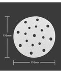 Get That Smooth Finish With 10pcs Of Premium Round Sanding Discs featuring 150mm sanding disc with 17 holes for dust extraction.