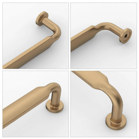 Close-up views of Champagne Bronze Cabinet Pulls 5 Inch Zinc Alloy 10 Pack Kitchen Cabinet Handles for cabinets and furniture.