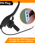 Left Brake Lever For Electric Scooters, Universal 3 Pin Female Plug Handbrake, Waterproof Aluminum Alloy, 18 Cm Cable, Detail View