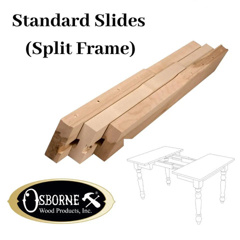 Premium Soft Maple Table Extension Slides Roll Slick As Silk For Dining Rooms Up To Ninety Six Inches Adding A Massive Fifty One Inch Leaf Opening And Built Tough Wooden Glides Sold As Working Pair viewed from an angle showing split frame design.