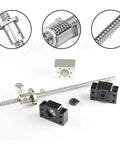 Linear Rail Guide Kit SBR16 500mm With SFU1605 500mm Ballscrew Set components, including ball nut, housing, and coupler