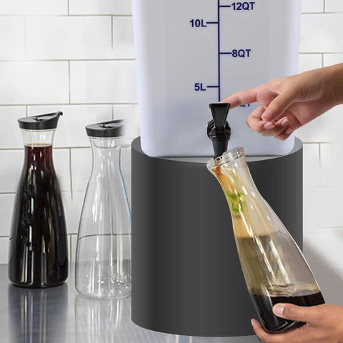 5 Gallon Commercial Cold Brew System For Home Office Or Small Cafe That Lets You Brew Big Batches For A Week Or More Plus No Mess Spigot And Food Grade Materials With A Handy Recipe Guide Included in use with a spigot pouring coffee