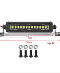 Led RC Light Strips Kit For One Tenth Scale RC Cars with screws and dimensions, ideal for Wrangler D90 TRX4 SCX10 bodies