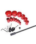Cool Heavy Duty Ft Vogue Hole Saw Kit With 21 Pieces Includes 13 Fast Cutting HSS Drill Bits Plus Spacers Extenders And Converter For Woodworking Metal Tasks That Are Just Awesome. 21-piece HSS hole saw kit with red cutter cups, drill bits, spacers, extender and hex wrench