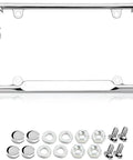 Chrome Palm Tree License Plate Frame With 4 Silver Screw Caps Heavy Duty Zinc Alloy 0.8mm Thick Rust Free Street Legal Universal Fit