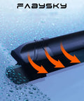 Close-up of 2 Pack 18X18 Inch J Hook Wiper Blades for Ford F150, F250, F350, Ranger and Jeep Cherokee 1995 to 2001 clearing rain.