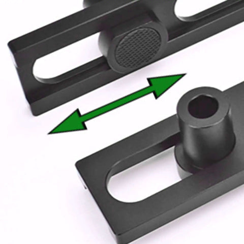 Close-up of 12Pcs Woodworking Planing Stop Set With 19mm Aluminum Alloy Pew Dogs Clamps Non Slip Pads, showing two clamp slots.