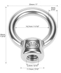 Heavy Duty 316 Stainless Steel Lifting Eye Nuts In One Quarter Inch Unc Thread, 30mm with 1/4UNC thread for rigging.