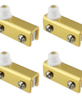 Killer Gold Glass Door Pivot Hinge Eight Piece Kit For Cabinet And Showcase Display Featuring Slick Clamp Design and Hassle Free Zero Drill Setup For Four To Six Millimeter Glass Panels, 4 gold metal clamp mounts.