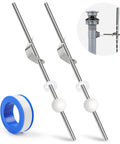 Big Time Bathroom Sink Pop Up Drain Fix Kit Featuring Heavy Duty Chrome Pivot Rod Assembly and PTFE tape for repairs.