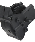 Rock Solid Two Speed Gearbox With Corrosion Resistant Transmission Case For RC Cars shown from the side, made of heavy duty plastic and steel.