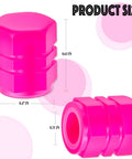 Eight Pack Fluorescent Glow Tire Valve Stem Caps Lit Car Tire Air Caps That Are Corrosion Resistant And Leak Proof Wheel Valve Covers Universal Fit For Cars Trucks Bikes Motorcycles Bicycles Pink showing dimensions